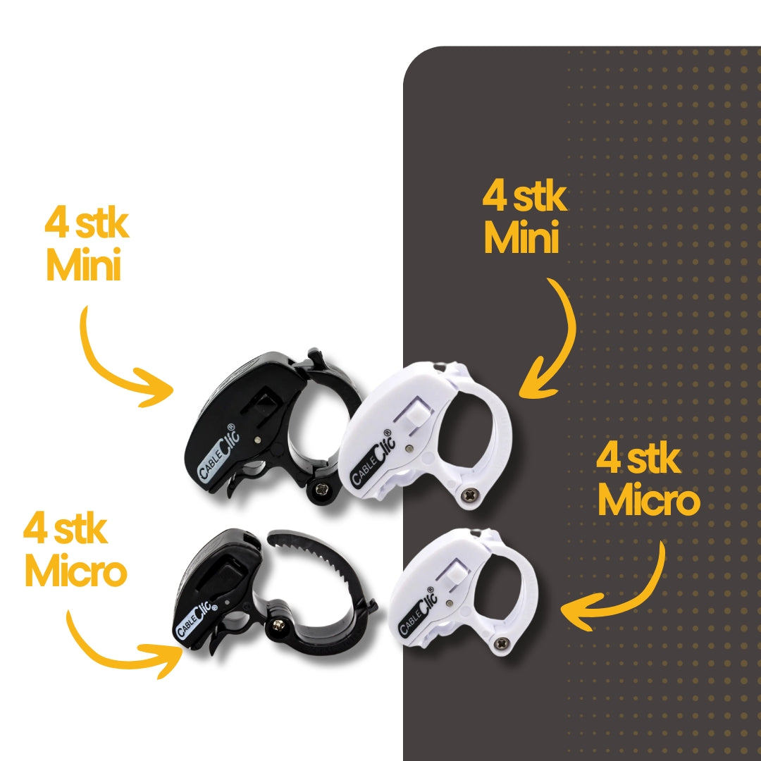 Cable Clic® Assortert pakke med 16 stk. - Cableclamp.no 