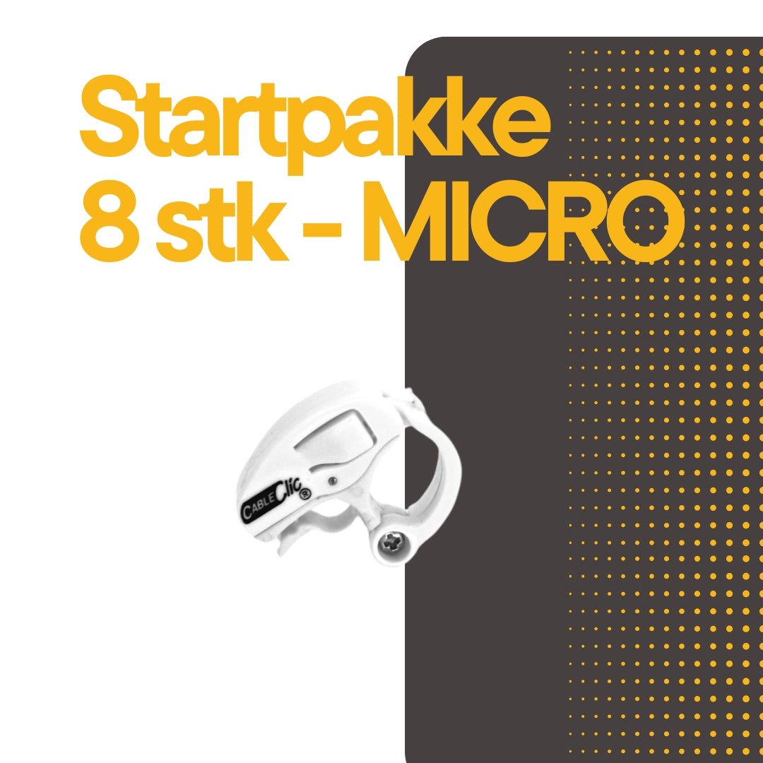 Cable Clic® Micro Hvit Startpakke 8 stk. - Cableclamp.no 