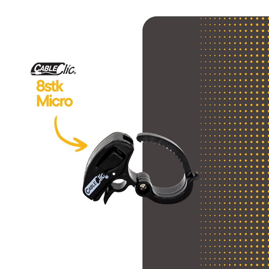 Cable Clic® Micro Sort Startpakke 8 stk. - Cableclamp.no 
