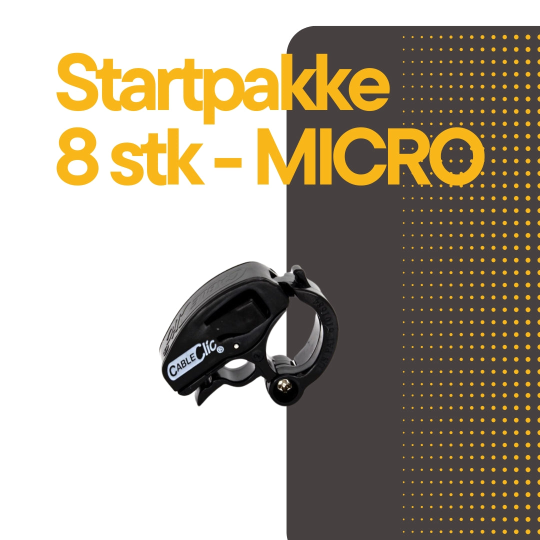 Cable Clic® Micro Sort Startpakke 8 stk. - Cableclamp.no 