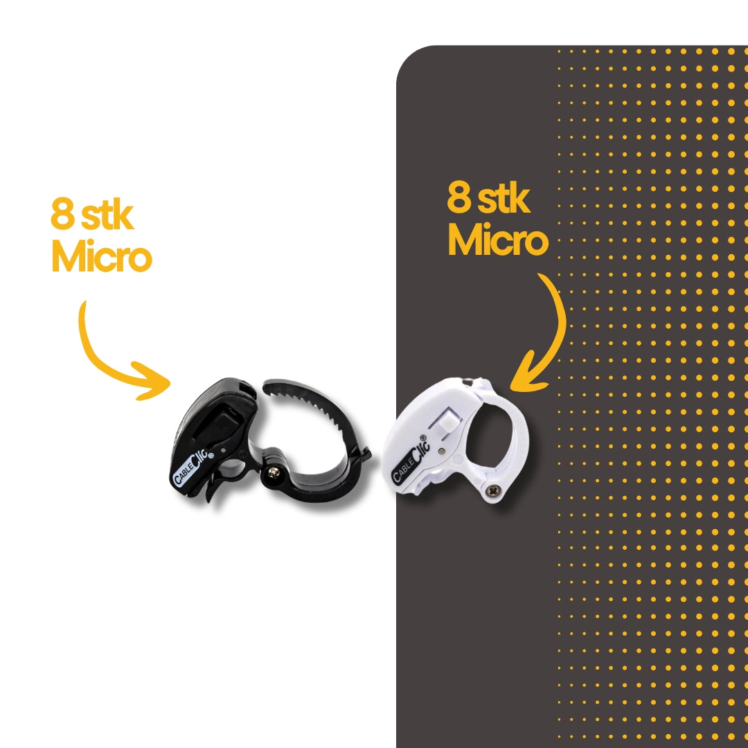 Cable Clic® Micro Sort og Hvit Assortert 16 stk. - Cableclamp.no 