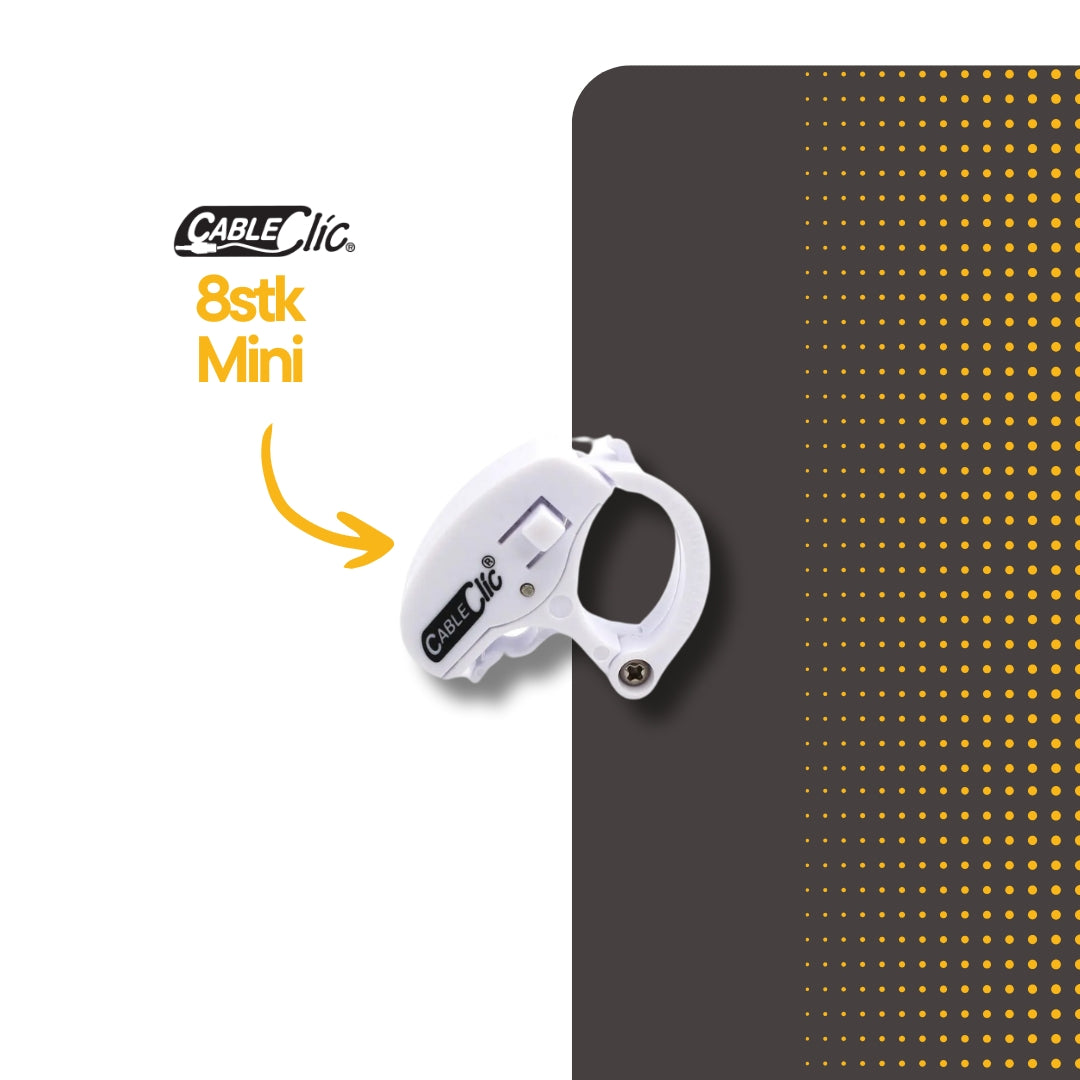 Cable Clic® Mini Hvit Startpakke 8 stk. - Cableclamp.no 