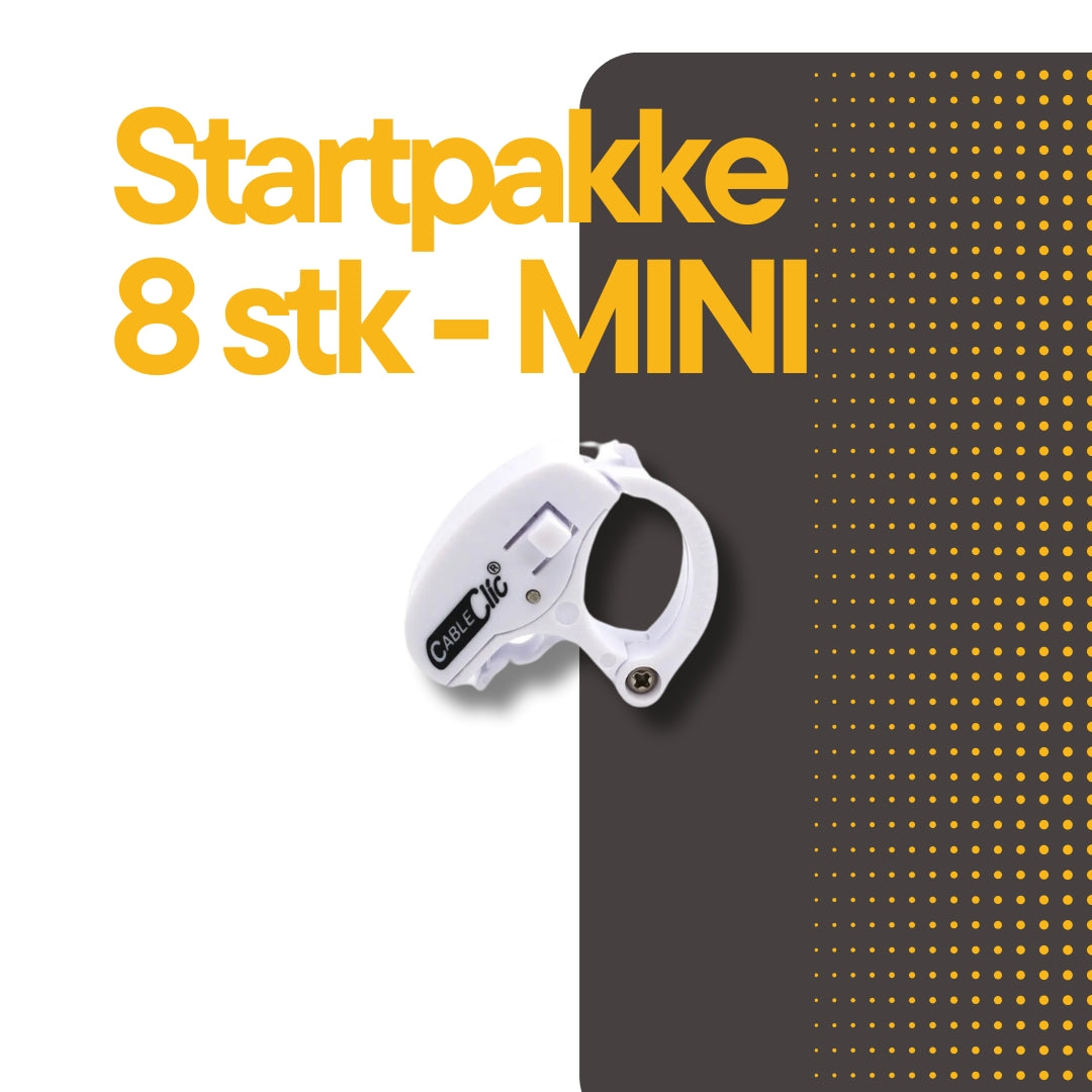 Cable Clic® Mini Hvit Startpakke 8 stk. - Cableclamp.no 