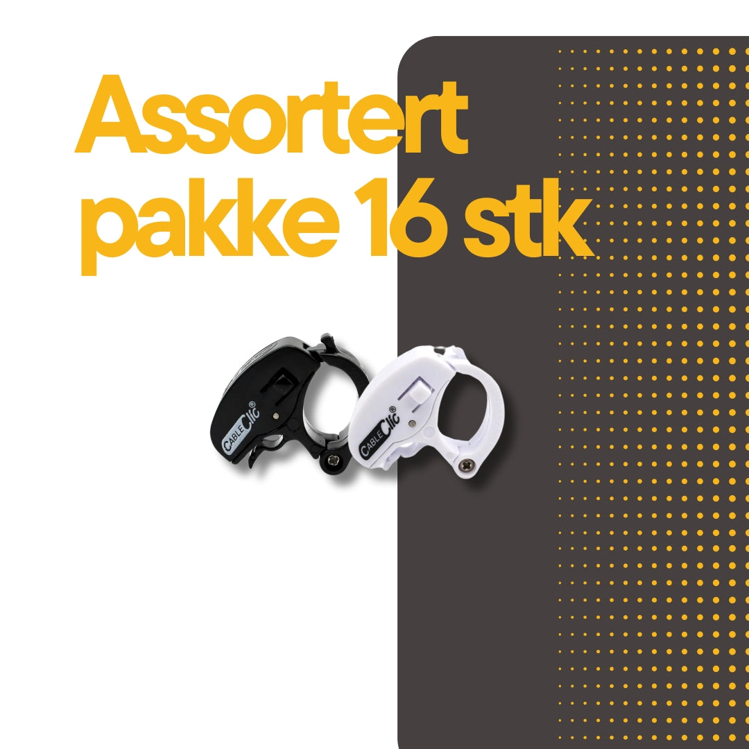 Cable Clic® Mini Sort og Hvit Bundle 16 stk. - Cableclamp.no 